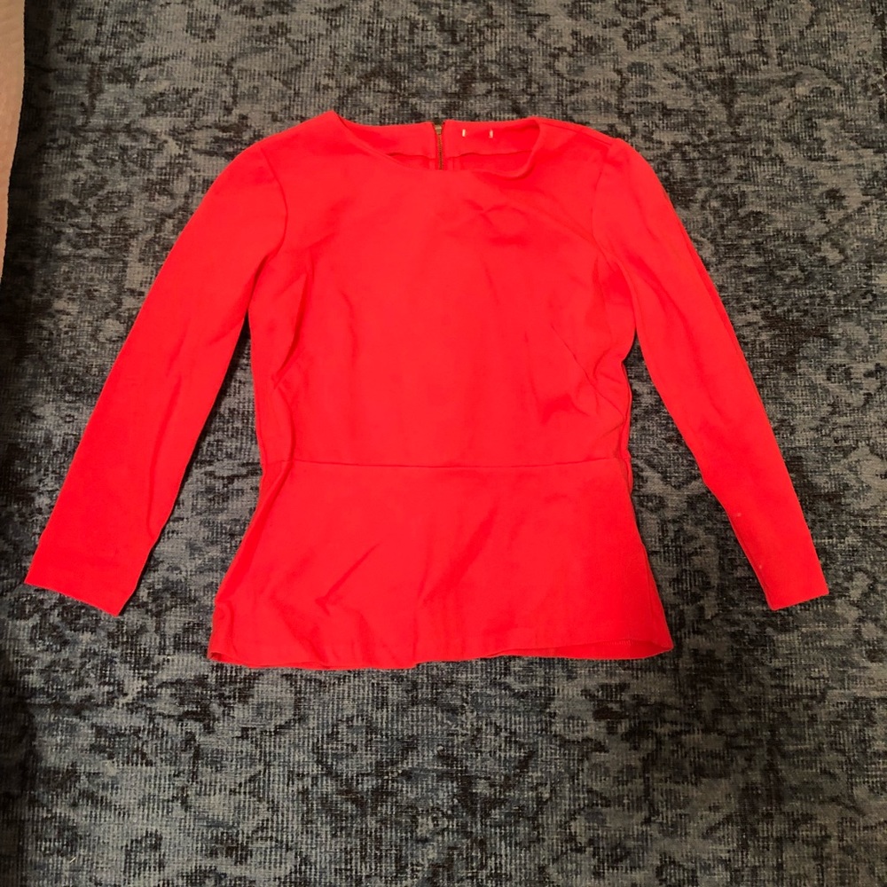 J. Crew Pink Long Sleeve Peplum Top